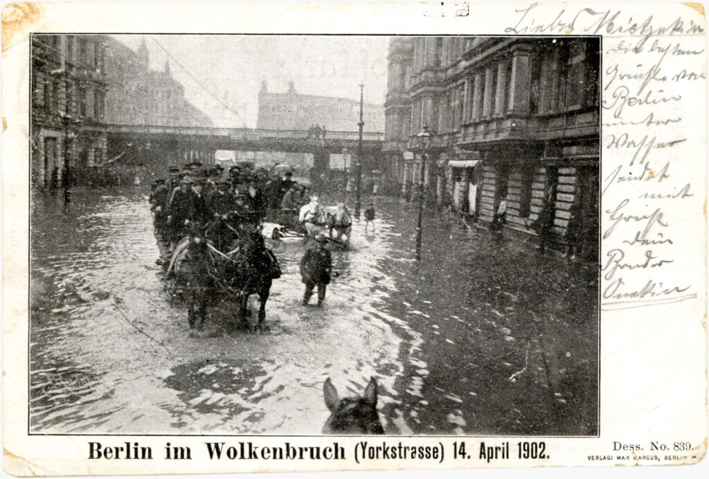 "Berlin in the Cloudburst," 1902, Max Marcus Berlin, FHXB Friedrichshain-Kreuzberg Museum, 0014v.