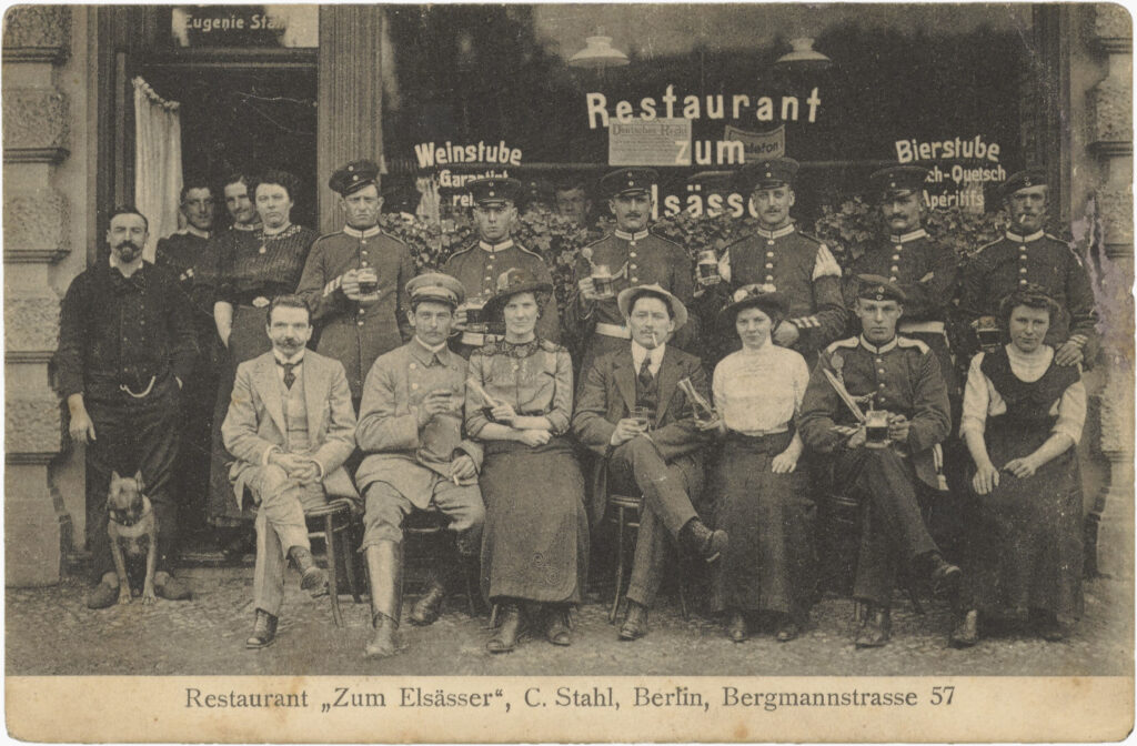 The restaurant "Zum Elsässer," Bergmannstr., n.d., Publisher W. Trampe, Collection Peter Plewka / FHXB Friedrichshain-Kreuzberg Museum, 0437.