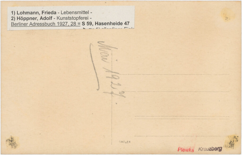 Frieda Lohmann „Lebensmittel“, Hasenheide 47, o.D., SPP / FHXB 1841