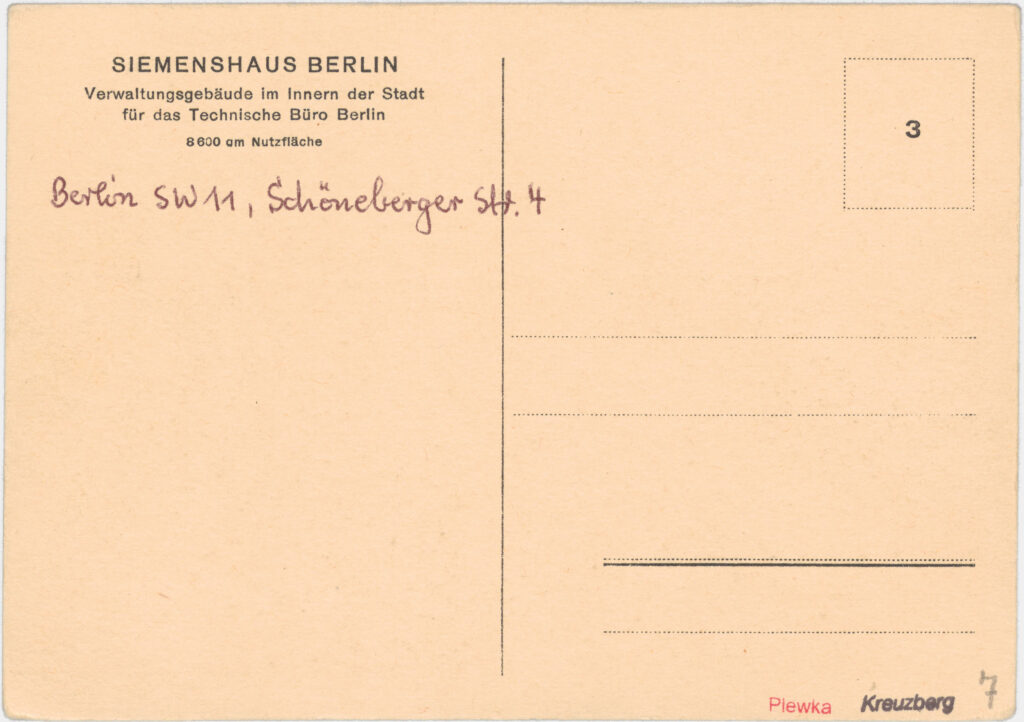 Zentrumsnahes Verwaltungsgebäude der Firma Siemens Schöneberger Str. 3, nach 1915, SPP / FHXB 4033