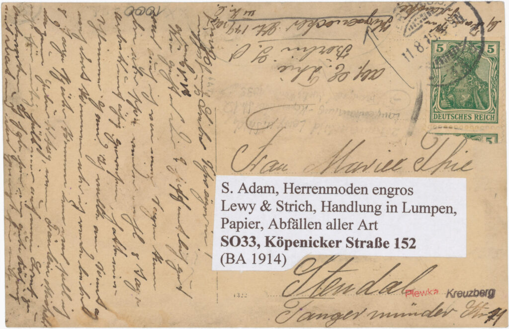 Belegschaft Sattlerei Köpenicker Str. 152, o.D. (verschickt am 11.08.1905), SPP / FHXB 2138