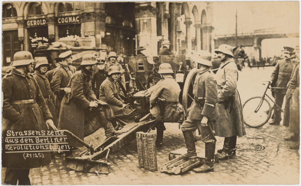 „Strassenszene aus den Berliner Revolutionstagen“, Hallesches Tor, 1919, SPP / FHXB 3118