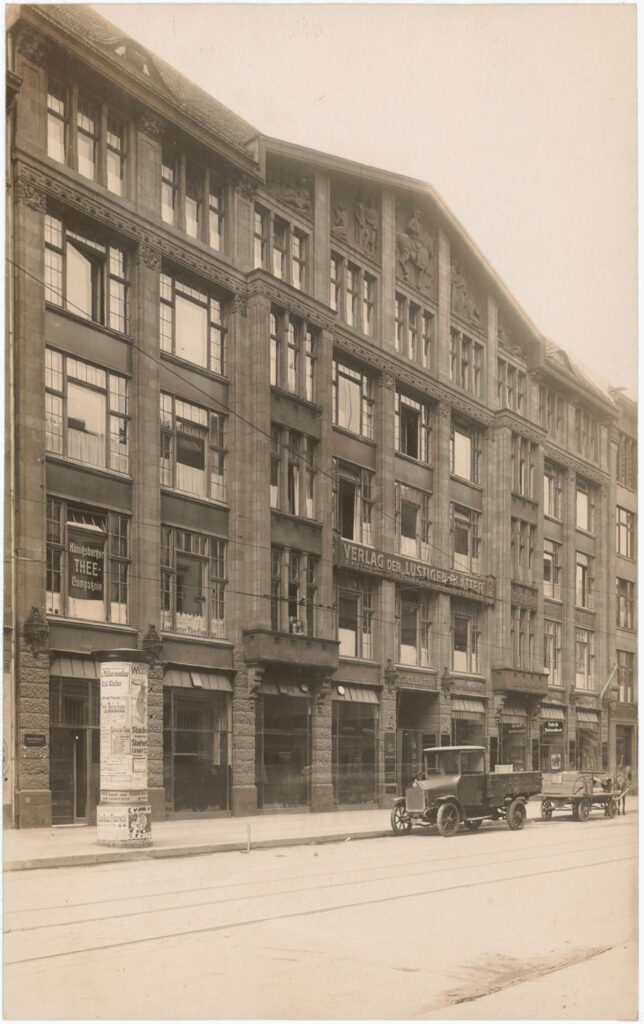 Auch kleine Verlage wie der Verlag der „Lustigen Blätter” befanden sich im Zeitungsviertel. Markgrafenstr. 77, o.D., SPP / FHXB 2871