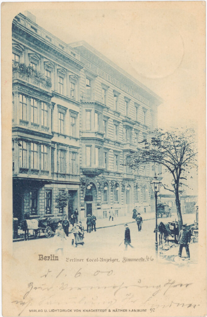 „Berliner Lokal-Anzeiger“ in der Zimmerstr., o.D. (verschickt am 05.05.1900), SPP / FHXB 5292